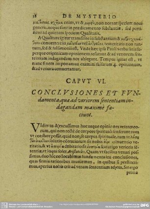 Caput VI. Conclusiones Et Fundamenta, quae ad veriorem sententiam indagandam maximè faciunt