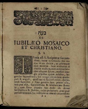 [...] De Jubilæo Mosaico Et Christiano.