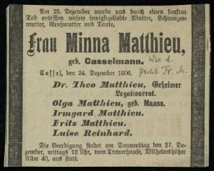 Matthieu, Minna