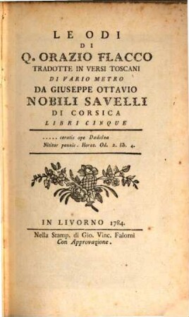 Odi Le odi di Q. Orazio Flacco : libri 5