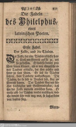 Die Fabeln des Philelphus, eines lateinischen Poeten