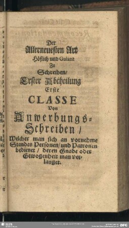 Der Allerneuesten Art Höflich und Galant zu Schreiben - [Andere Abtheilung]