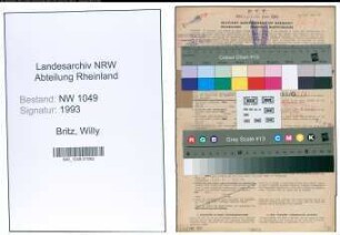 Entnazifizierung Willy Britz , geb. 01.12.1894 (Postinspektor)