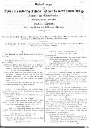 163. Sitzung, Stuttgart, 21.6.1849