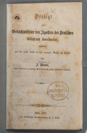 Predigt zur Gedächtnissfeier des Apostels der Deutschen Winfried Bonifacius