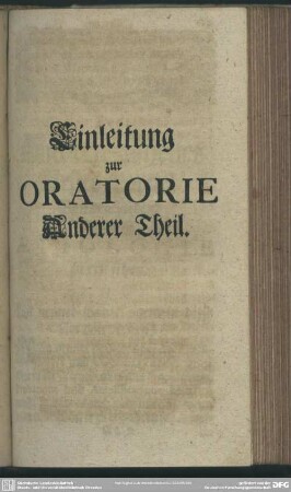 Einleitung zur Oratorie Anderer Theil
