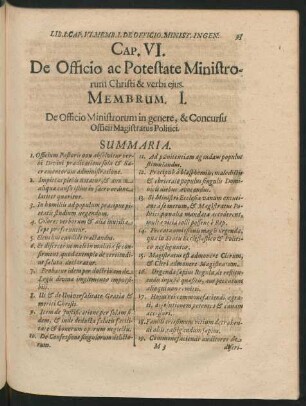 Membrum I. De Officio Ministrorum in genere, & Concursu Officii Magistratus Politici.