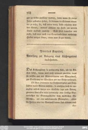 Viertes Kapitel. Anweisung zur Anlegung eines Küchengartens insbesondere.