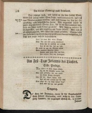 Am Fest-Tage Johannis des Täufers. Erste Predigt.