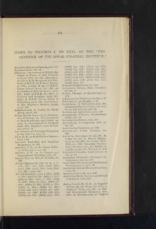 4. Index to Vols. I to XXXI. of the Proceedings to the Institute.
