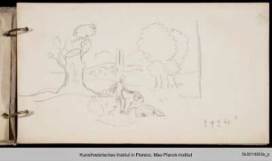 Zwei Figuren in Landschaft