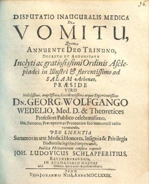 Disputatio Inauguralis Medica De Vomitu