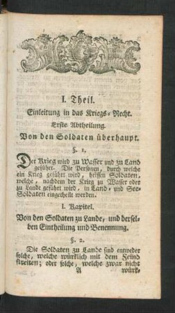 Erste Abtheilung. Von den Soldaten überhaupt