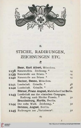 II: Stiche, Radirungen, Zeichnungen etc.