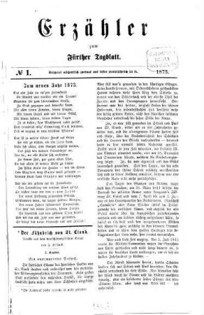 Fürther Tagblatt. Erzähler. 1873 = Jg. 33