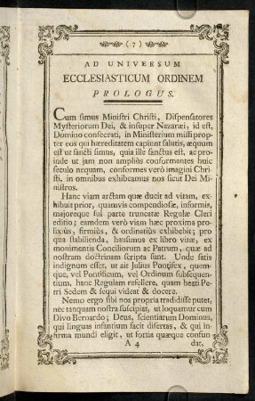 7-10, Vorwort. Ad universum Ecclesiasticum Ordinem