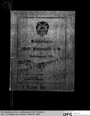 Haushaltsplan der Stadt Freienwalde für das Rechnungsjahr 1914