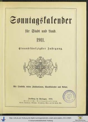 51. Jahrgang: Sonntagskalender für Stadt und Land