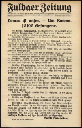Ausgabe vom Dienstag, den 10. August 1915.