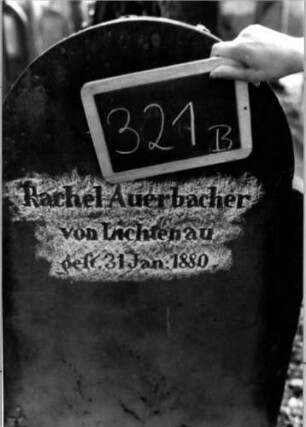 Grabstein 321 (Index: 100111976) Material: Sandstein Zustand: gut Maße HxBxT: 140x63x13 cm Beschreibung: Stele, schräg eingezogener Rundbogenabschluß, Schriftfeld eingetieft Symbolik: Blüten: Grabstein 321B