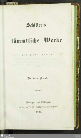 3: Schiller's sämmtliche Werke : mit Stahlstichen