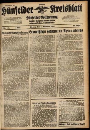 Erste Ausgabe vom Montag, den 05. November 1934.