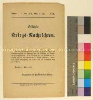 Kriegsdepesche des Norddeutschen Bundes über die Kriegsereignisse des 29.-30.8.1870 und die Schlacht bei Beaumont