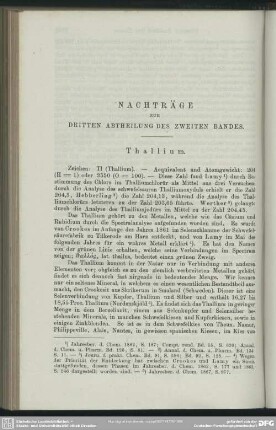 Nachträge zur dritten Abtheilung des zweiten Bandes. Thallium.