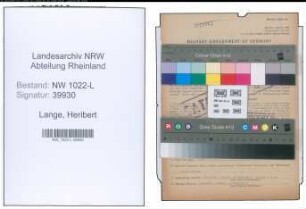 Entnazifizierung Heribert Lange , geb. 29.03.1921 ()
