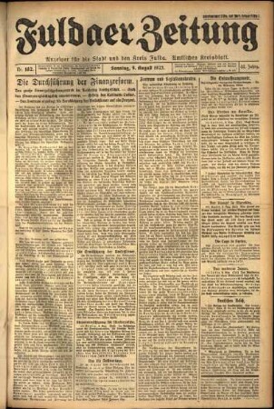 Erste Ausgabe vom Sonntag, den 09. August 1925.