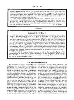 Schulrat Dr. C. Kehr : Nachruf