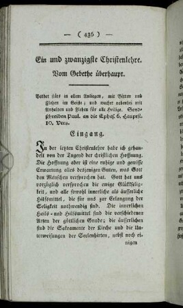 Ein und zwanzigste Christenlehre. Vom Gebethe überhaupt.
