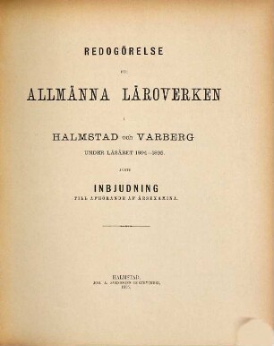 Redogörelse för Högre Allmänna Läroverket i Halmstad. 1894/95