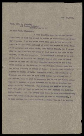 Nr. 9 Brief von Unbekannt an Otto von Gierke. Ohne Ort, 14.10.1909