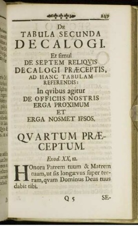 De Tabula Secunda Decalogi. Et simul De Septem Reliquis Decalogi Præceptis, Ad Hanc Tabulam Referendis: [...]