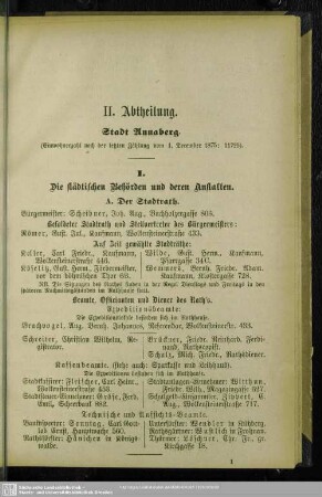 II. Abtheilung. Behördenverzeichnis