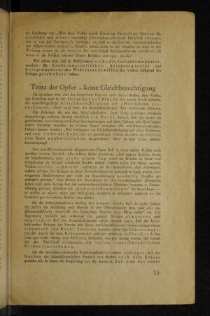 Trotz der Opfer - keine Gleichberechtigung