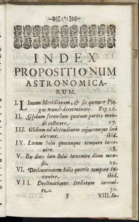 Index Propositionum Astronomicarum.