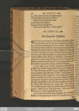 (CXXXVIII.) Die Plage der Pestilentz.