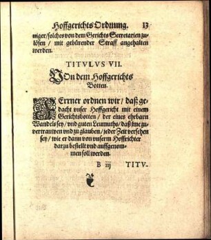 Titvlvs VII. VOn dem Hoffgerichts Botten.