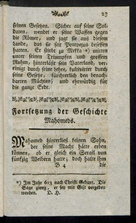 Fortsetzung der Geschichte Mahomeds.