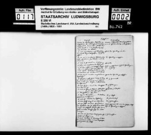 Kollektaneen [des Finanzreferendärs Jäger] zur Geschichte von Besigheim, Bietigheim, Bönnigheim, Erligheim, Gemmrigheim, Hessigheim, Hohenstein, Ingersheim, Lauffen, Liebenstein, Schozach und Walheim