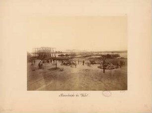 Venlo-Hamburger Eisenbahn. Rheinbrücke, Wesel: Ansicht der Baustelle