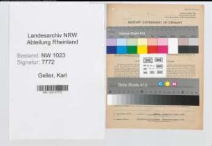 Entnazifizierung Karl Geller , geb. 02.05.1913 ()