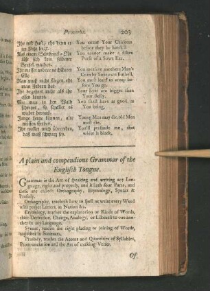 A plain and compendious Grammar of the Englisch Tongue.