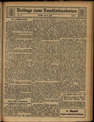 Zweite Ausgabe vom Sonntag, den 21. Juli 1929.