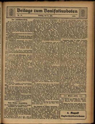 Zweite Ausgabe vom Sonntag, den 21. Juli 1929.