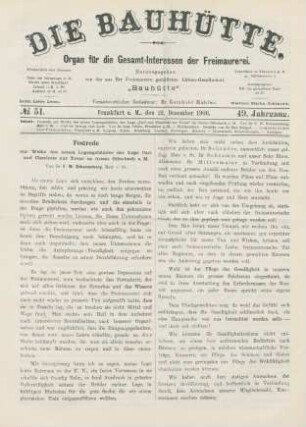 No. 51. Frankfurt a. M., den 22. Dezember 1906. 49. Jahrgang.