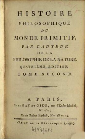 Histoire Philosophique Du Monde Primitif, 2