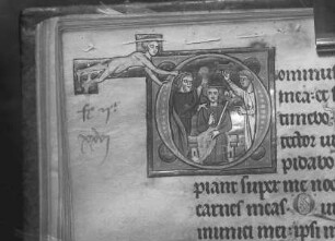 Psalter — Initial D? mit Salbung Sauls?, Folio fol. 43